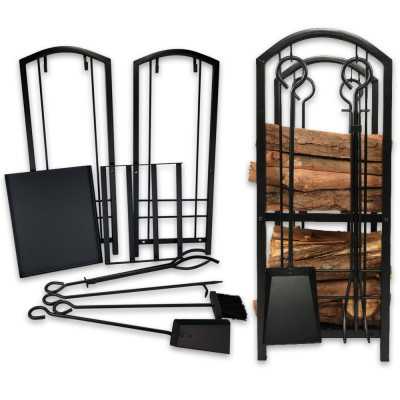 Kovový regál na dřevo s nářadím 40x30x74xm